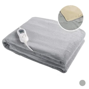 Electric heated blanket fleece 180x130cm – 3 heat settings – Warmyou Mylove XL – Gray/beige