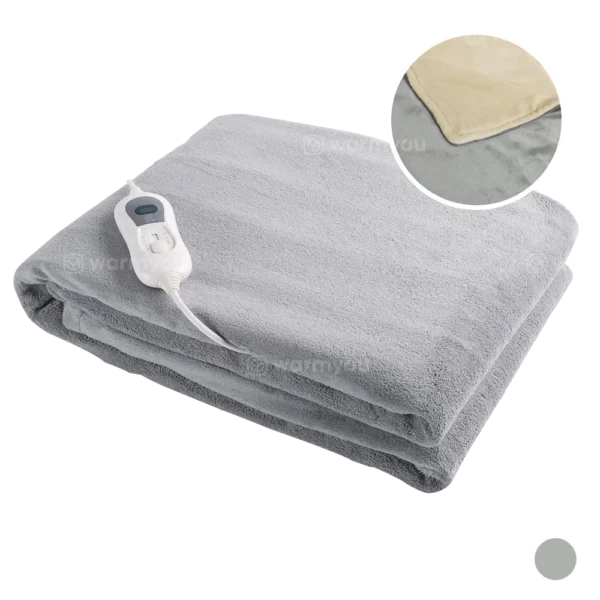 Elektrische warmtedeken fleece 180×130 cm – 3 warmtestanden – Warmyou Mylove XL – Grijs/beige