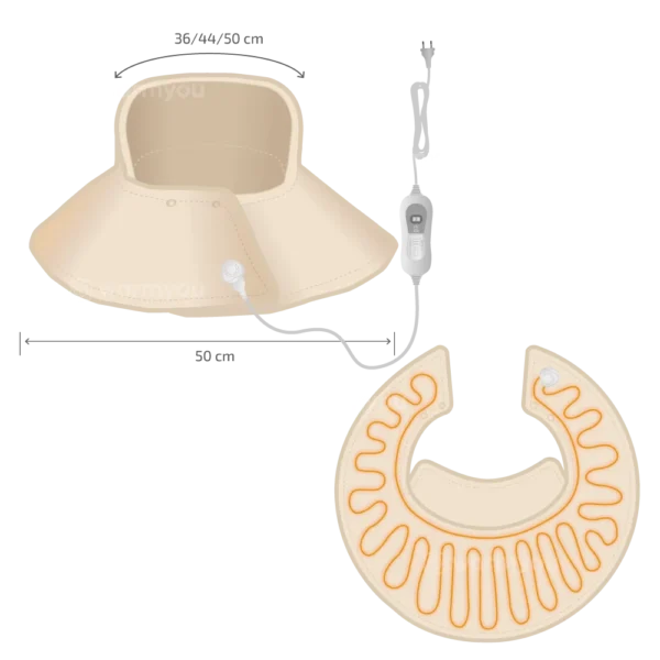 Elektrisches Heizkissen für Nacken/Schultern, 60x62cm, 3 Heizstufen, Warmyou Hugum, Beige – Bild 5