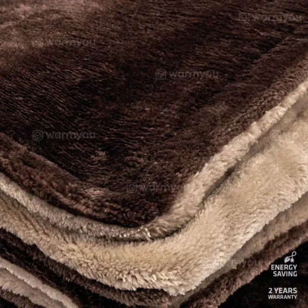 Electric heated blanket fleece - 160x120cm - 3 heat settings - Warmyou Cuddles - Brown/beige - Image 2