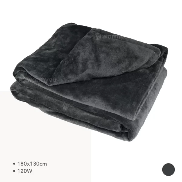 Warmyou Mylove XL - Elektrische deken - Warmtedeken - Fleece - 3 standen - 180×130cm - Antraciet (OUTLET)