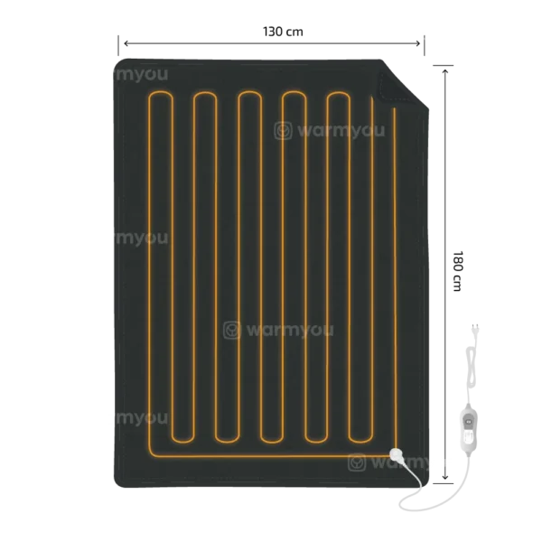 Electric heated blanket fleece 180x130cm – 3 heat settings – Warmyou Mylove XL – Anthracite - Image 6