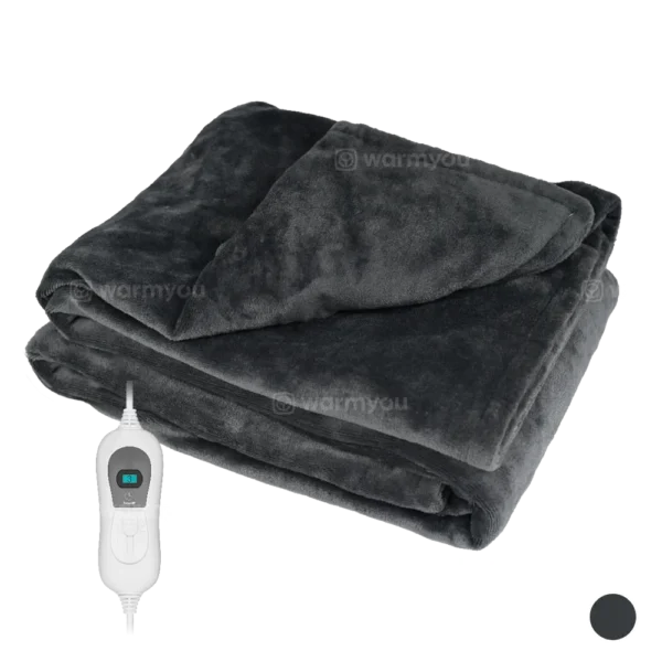 Electric heated blanket fleece 180x130cm – 3 heat settings – Warmyou Mylove XL – Anthracite