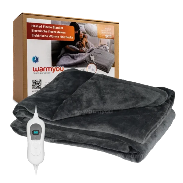 Electric heated blanket fleece 180x130cm – 3 heat settings – Warmyou Mylove XL – Anthracite - Image 3