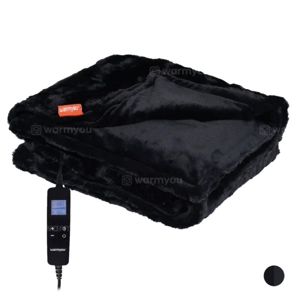Electric heated blanket fleece 180x130cm – 10 heat settings – Warmyou Luxum XL - Black