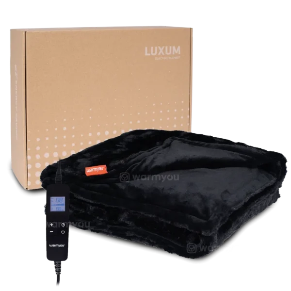 Electric heated blanket fleece 180x130cm – 10 heat settings – Warmyou Luxum XL - Black - Image 3