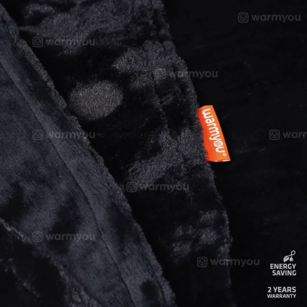 Electric heated blanket fleece 180x130cm – 10 heat settings – Warmyou Luxum XL - Black - Image 2