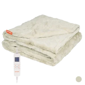 Elektrische Heizdecke Fleece 180×130cm – 10 Heizstufen – Warmyou Luxum XL – Taupe/Creme
