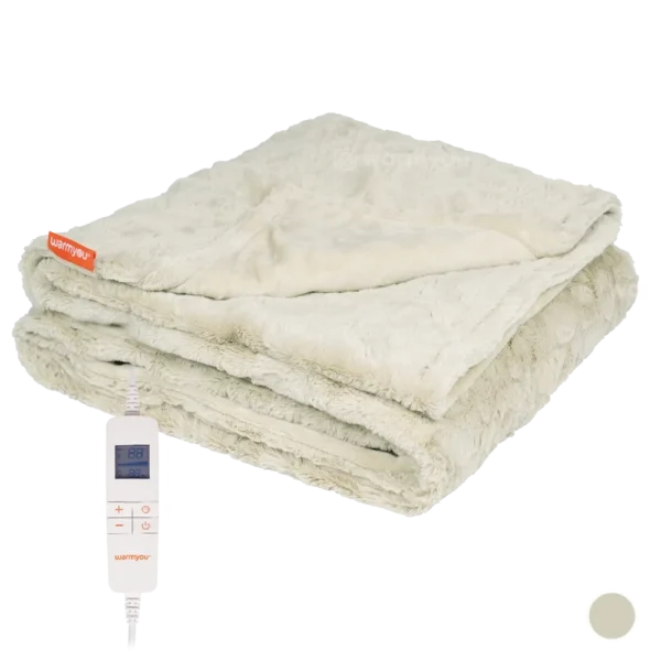 Electric heated blanket fleece 180×130cm – 10 heat settings – Warmyou Luxum XL – Taupe/Creme