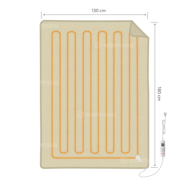 Electric heated blanket fleece 180×130cm – 10 heat settings – Warmyou Luxum XL – Taupe/Creme - Image 5
