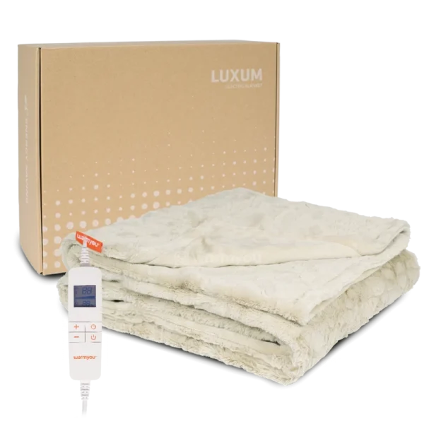 Electric heated blanket fleece 180×130cm – 10 heat settings – Warmyou Luxum XL – Taupe/Creme - Image 3