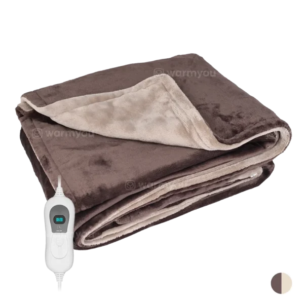 Electric heated blanket fleece - 160x120cm - 3 heat settings - Warmyou Cuddles - Brown/beige