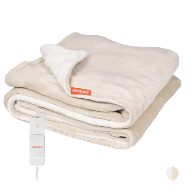 Electric heated blanket fleece - 160x120cm - 3 heat settings - Warmyou Cuddles - Beige/cream