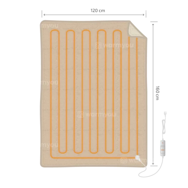 Electric heated blanket fleece - 160x120cm - 3 heat settings - Warmyou Cuddles - Beige/cream - Image 4