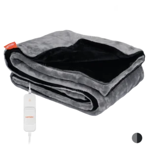 Elektrische Heizdecke Fleece - 160x120cm - 3 Heizstufen - Warmyou Cuddles - Schwarz/Grau
