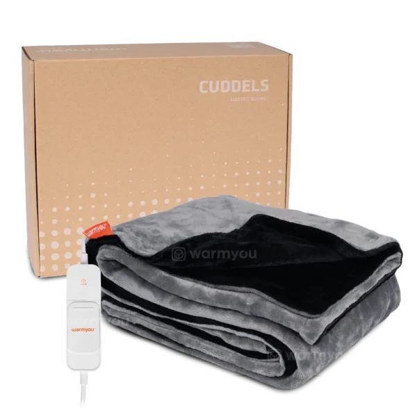 Electric heated blanket fleece - 160x120cm - 3 heat settings - Warmyou Cuddles - Black/gray - Image 3